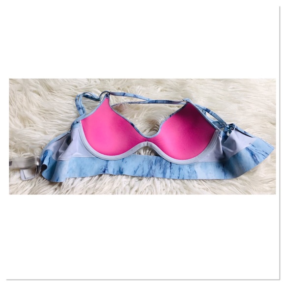 Victoria’s Secret PINK Bonded Underwire Cup Push Up Bra Blue Tie Dye Size Small - Picture 7 of 10